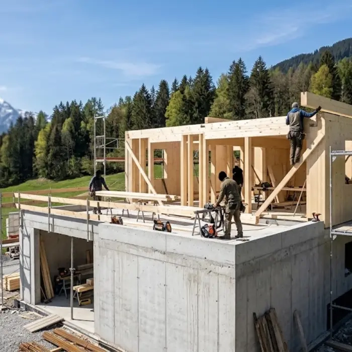 Constructeur de maison à Albertville sur un chantier de construction neuve en Savoie